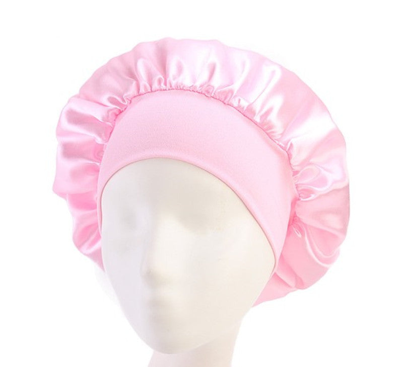 Wide-Brimmed Satin Bonnet/Night Cap