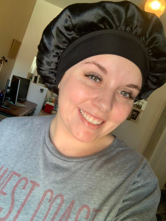 Rootvana Wide-Brim Satin Sleep Bonnet